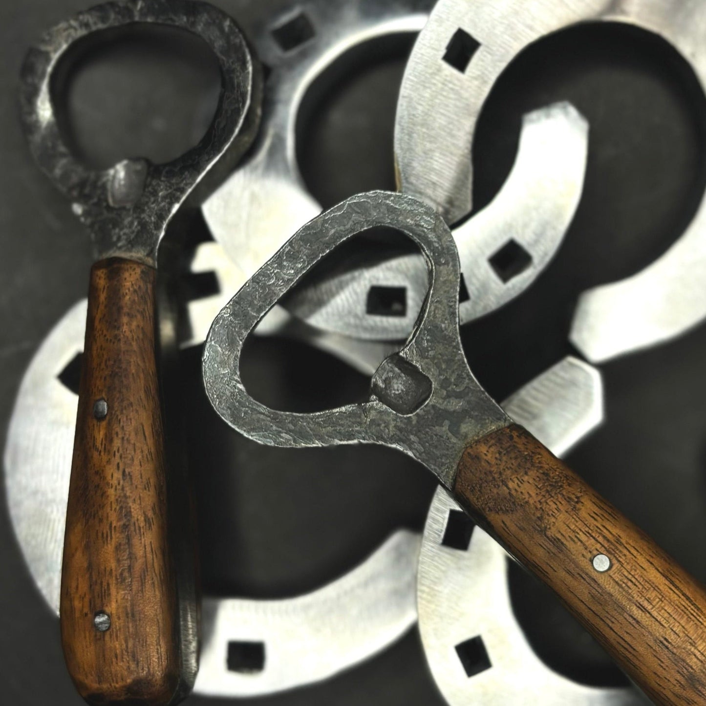 Hand-Forged Bottle Opener with Wooden Handle