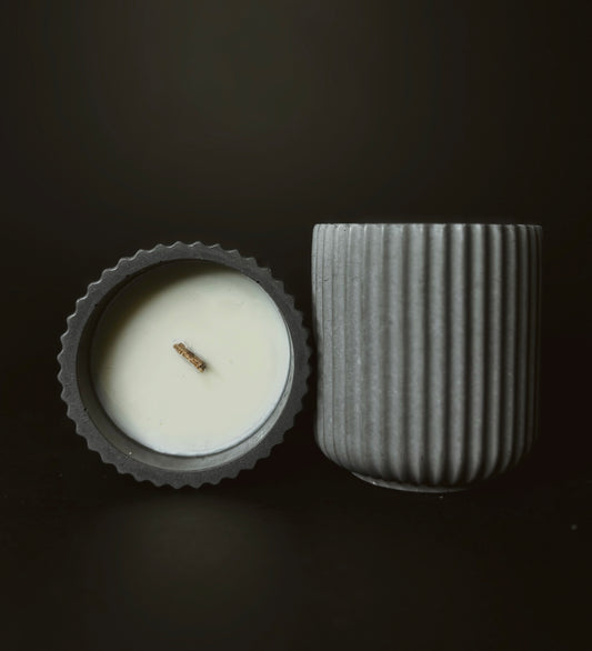 Ribbed Candle - Grey