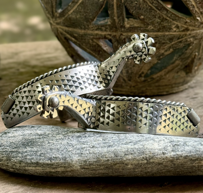 One-Piece Rasp Spurs with Rope Accent
